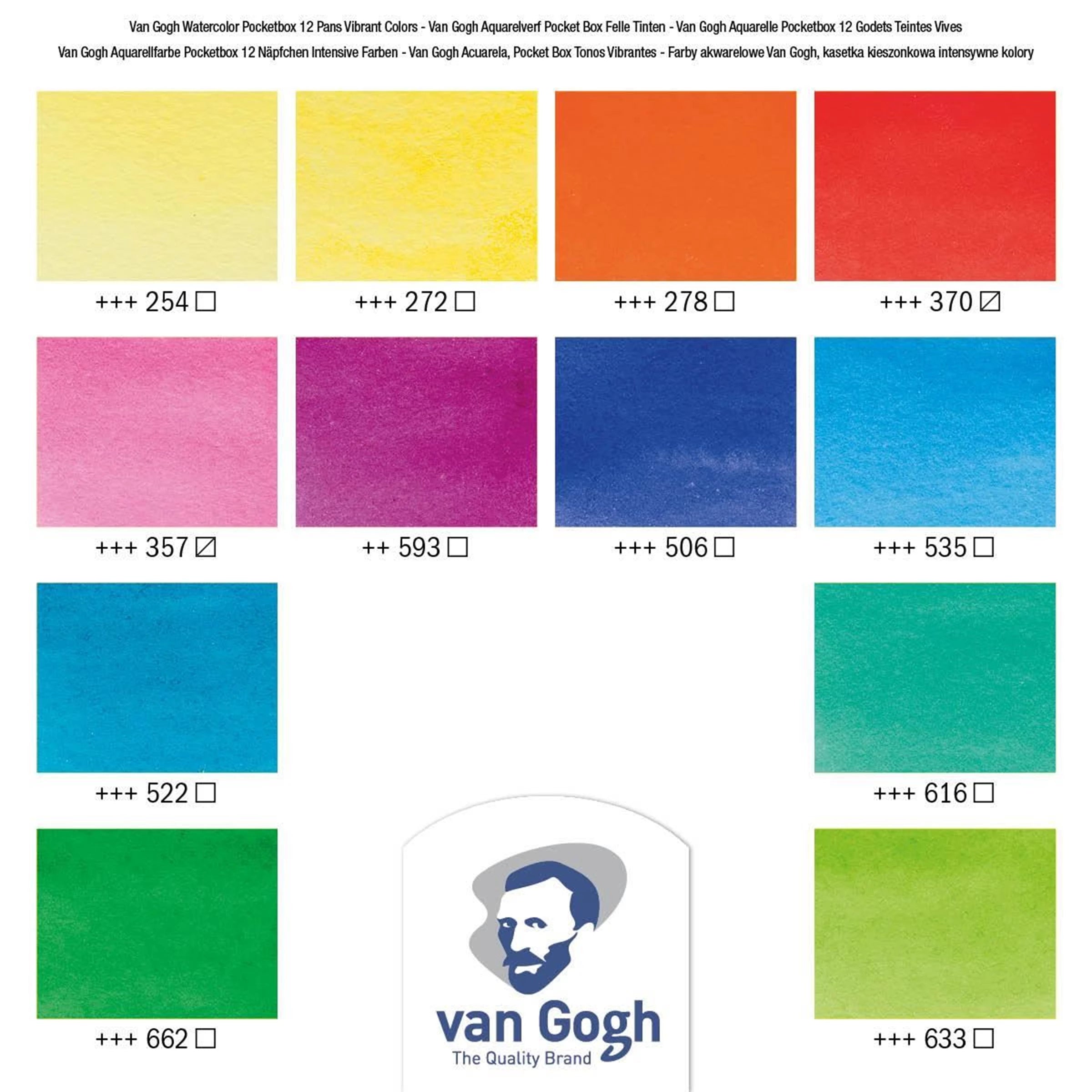 12 kraftige og levende farver + rejsepensel, Van Gogh