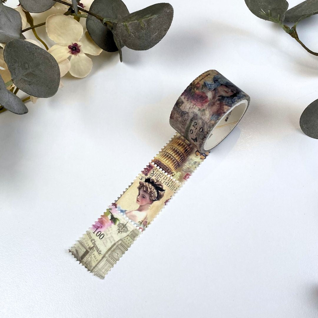 Tape med vintage frimærker