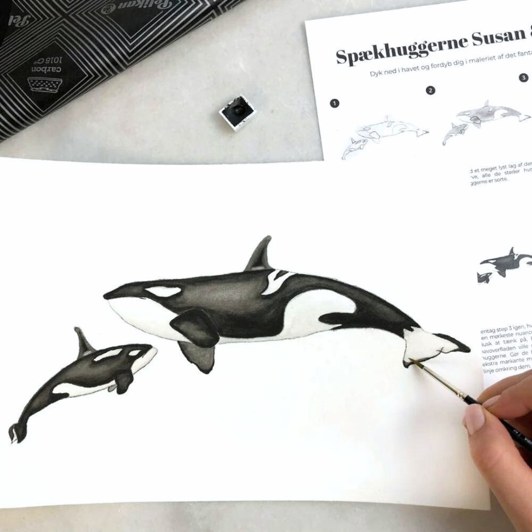 lær at male spækhuggere med akvarelmaling selvtid