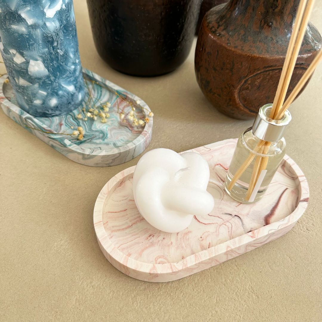 skab dit eget boliginteriør med vores jesmonite kits små bakker i marmor effekt