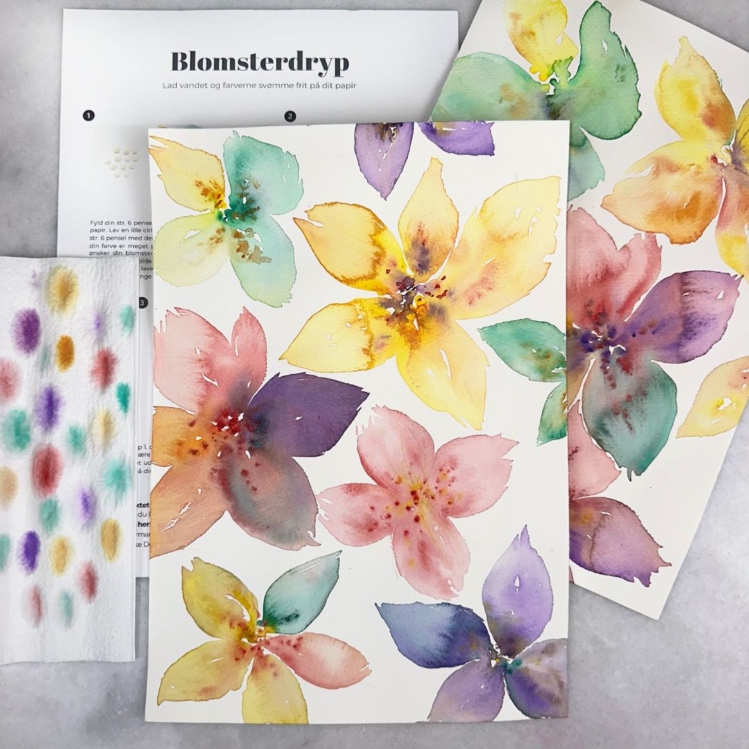 lær at mal blomsterdryp akvarelmaling blomster