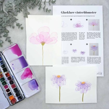 mal vinterblomster i akvarel