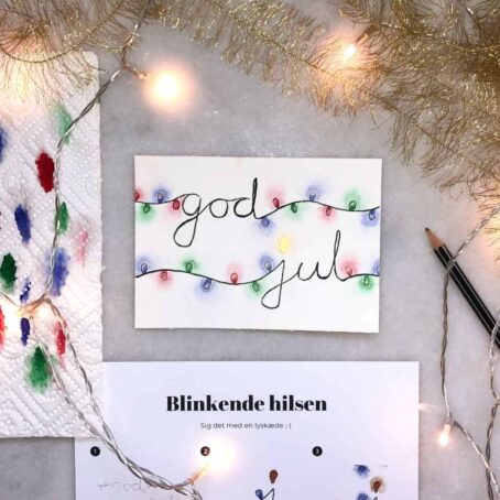 mal farverig lyskĂŠde med selvtids julekort boks