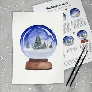 lær at male en snekugle med akvarelmaling og gouache