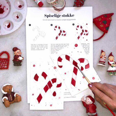mal slikstokke med selvtids julekort boks