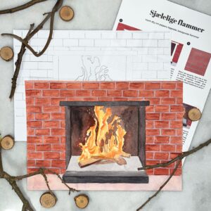 lær at male en hyggelig pejs med akvarelmaling og gouache