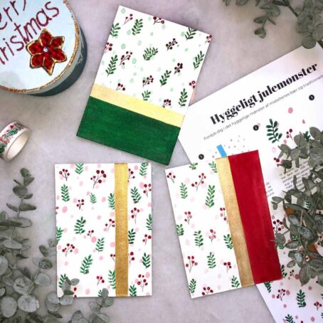 mal julekort med mistelten med selvtids julekort boks