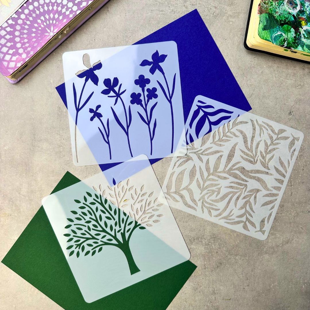 6 Botanik stencils - art journal