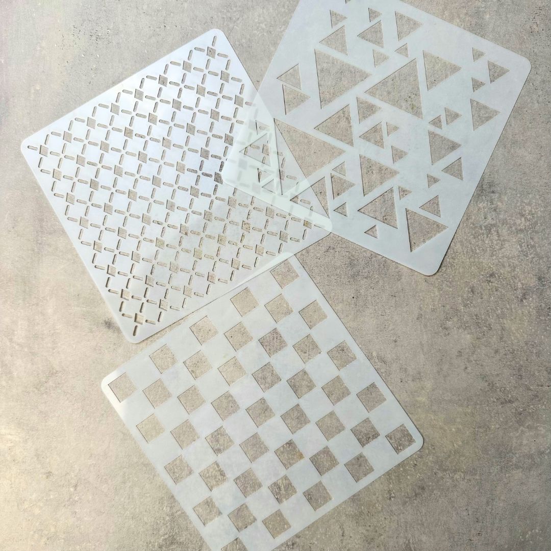 6 geometriske stencils - art journal