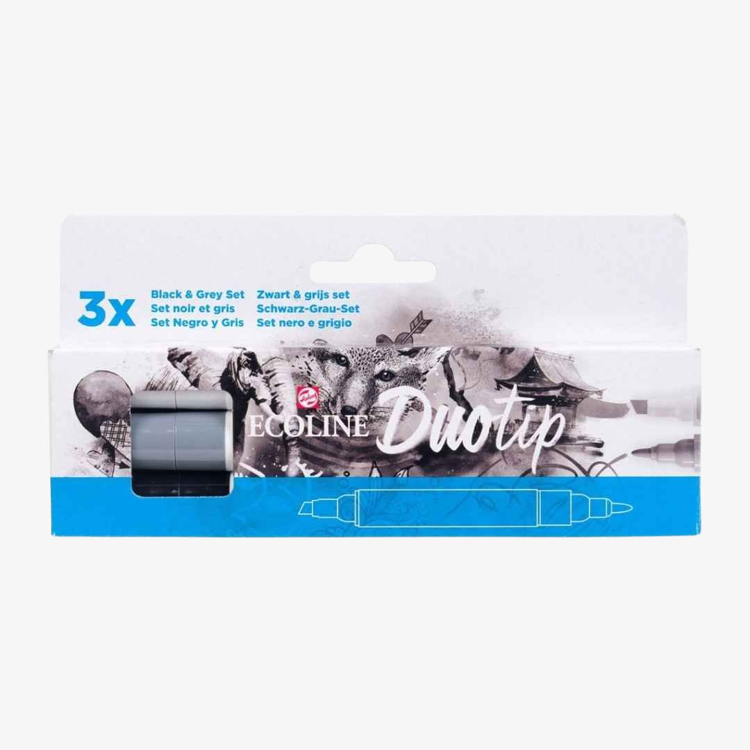 Akvareltusch duotip Ecoline, gråt sæt (3 stk.)