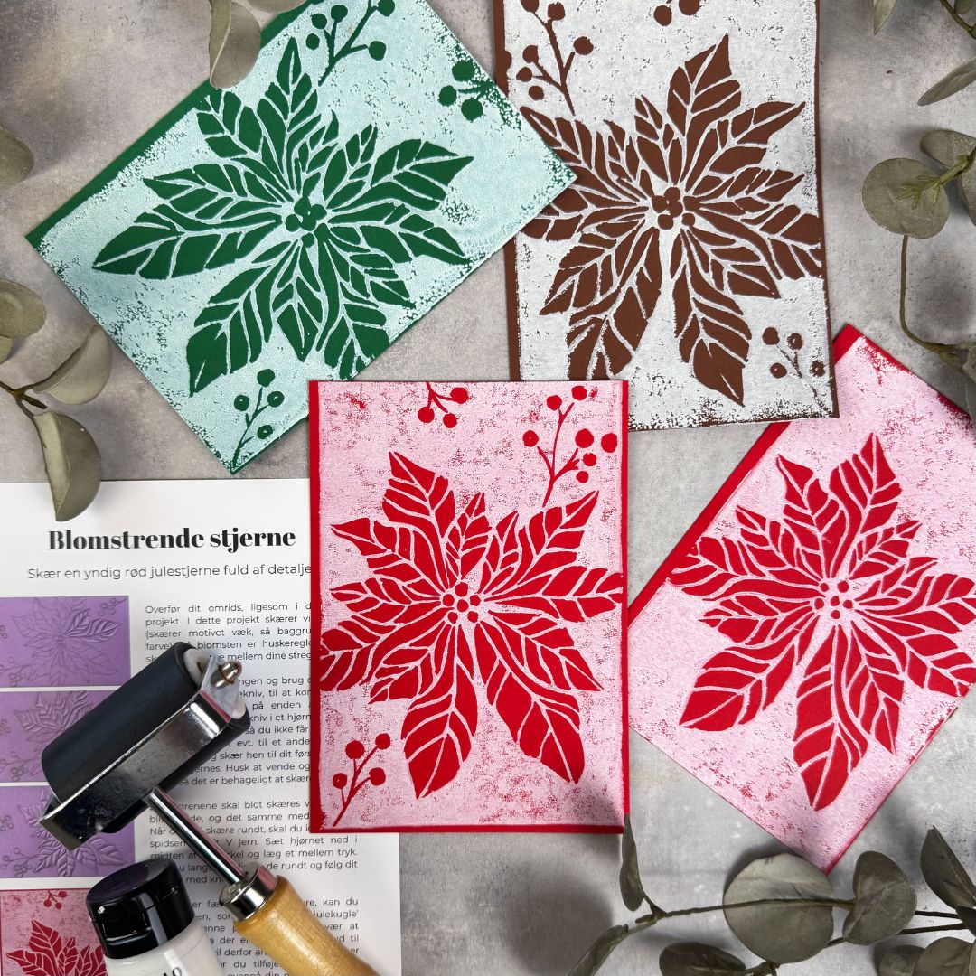 Trykpapir til linoleumstryk - Farvesæt jul (5x5 ark)