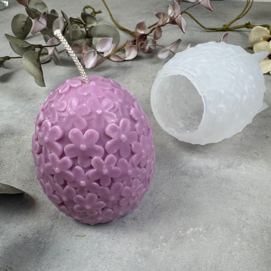 Påskeæg med blomstermønster - Støbeform til lys
