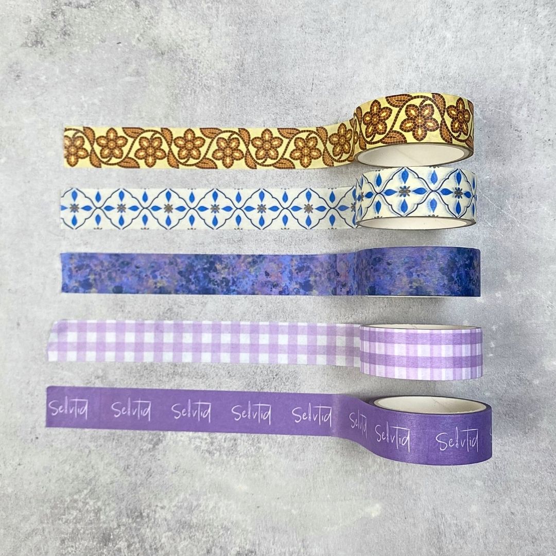 Selvtid washi tape, 1,5 cm. x 3 m.