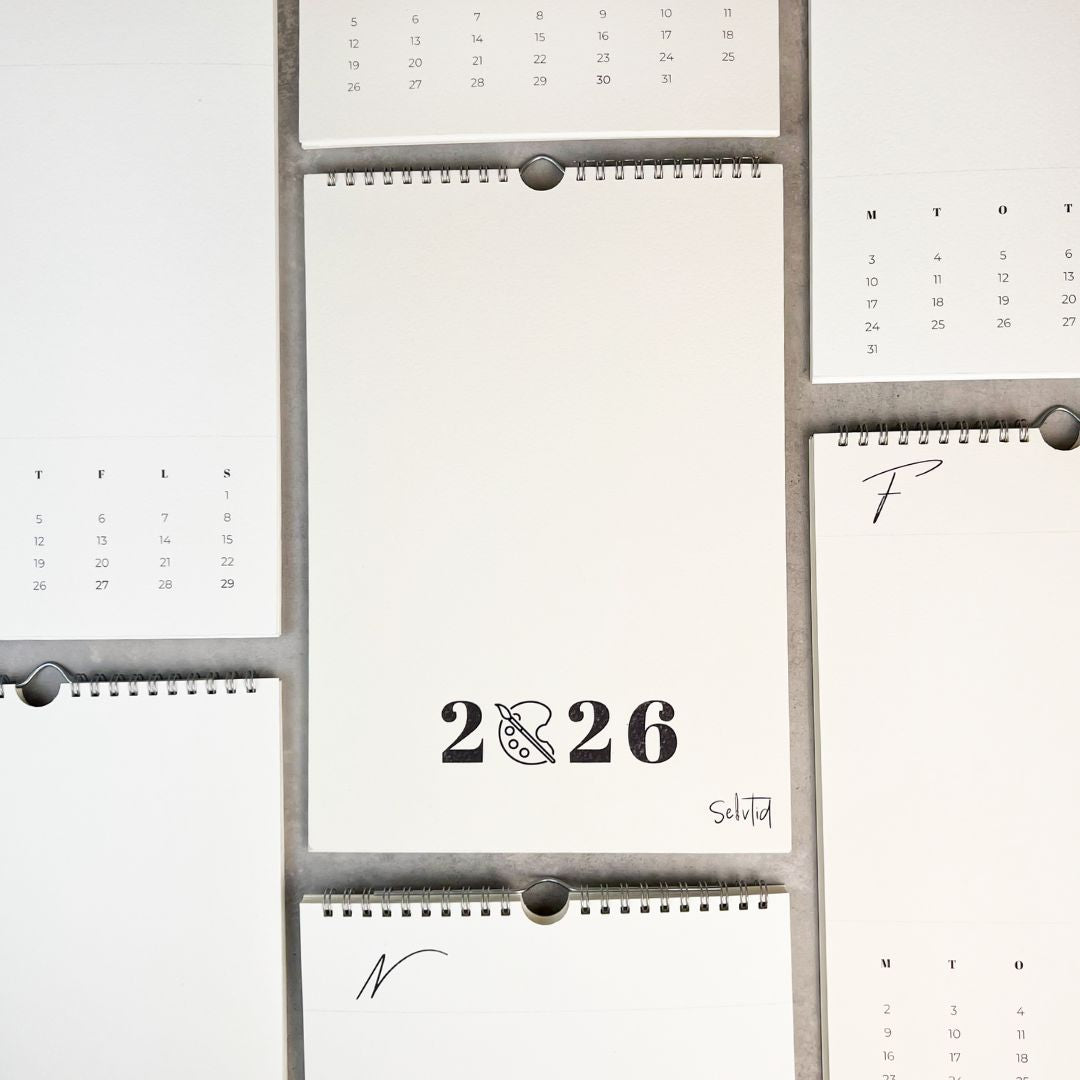 Akvarelkalender 2026 - mal selv kalender (bomuldspapir)