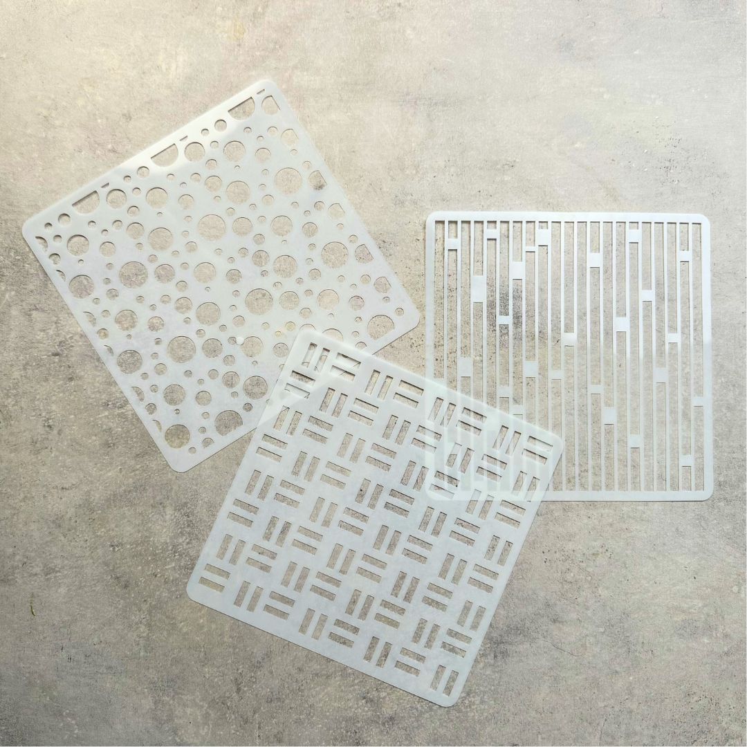 6 geometriske stencils - art journal