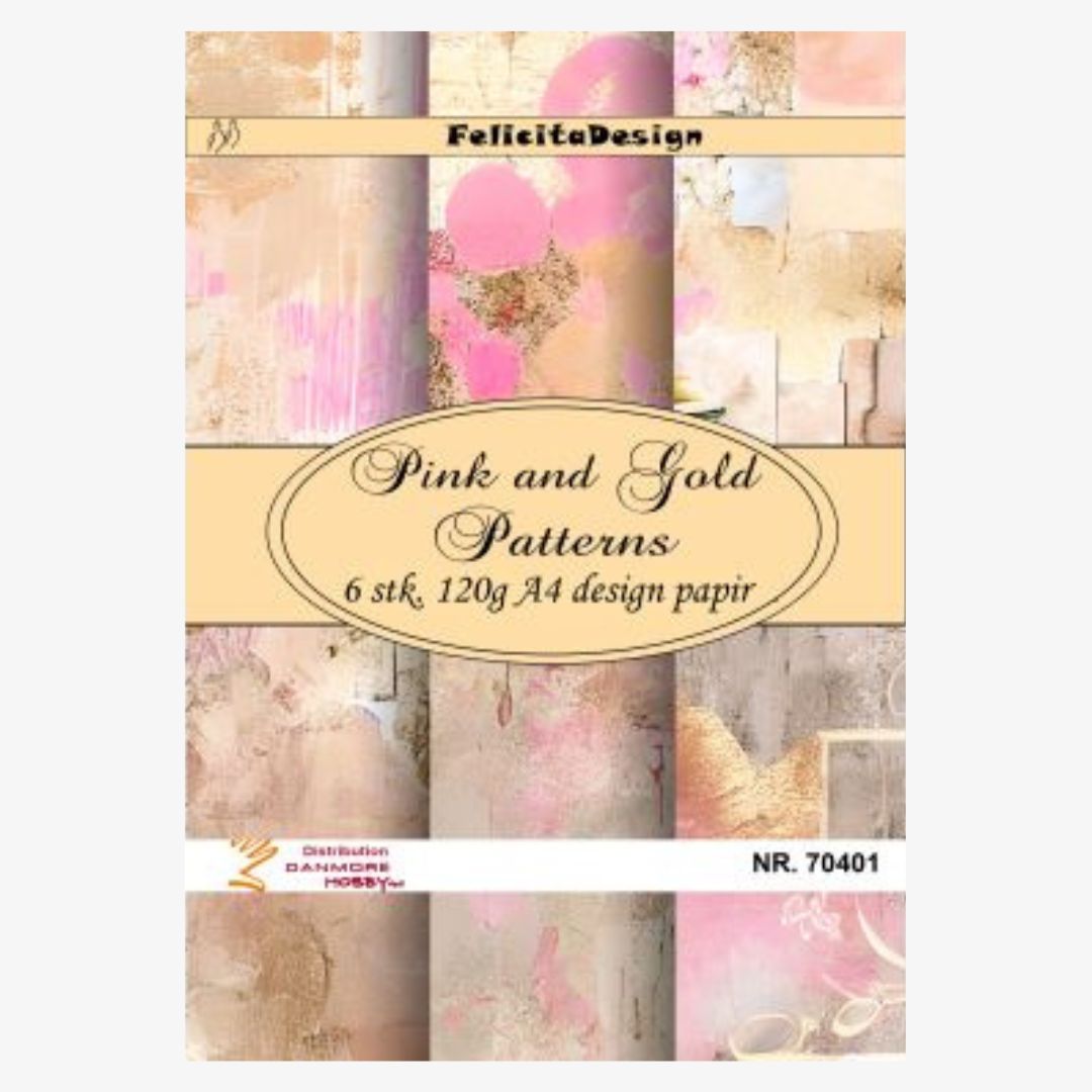 Designpapir med gyldent og pink
