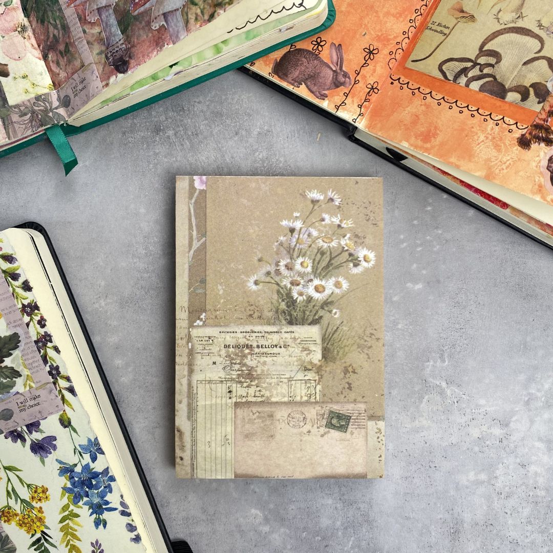 Designpapir med botaniske retro breve