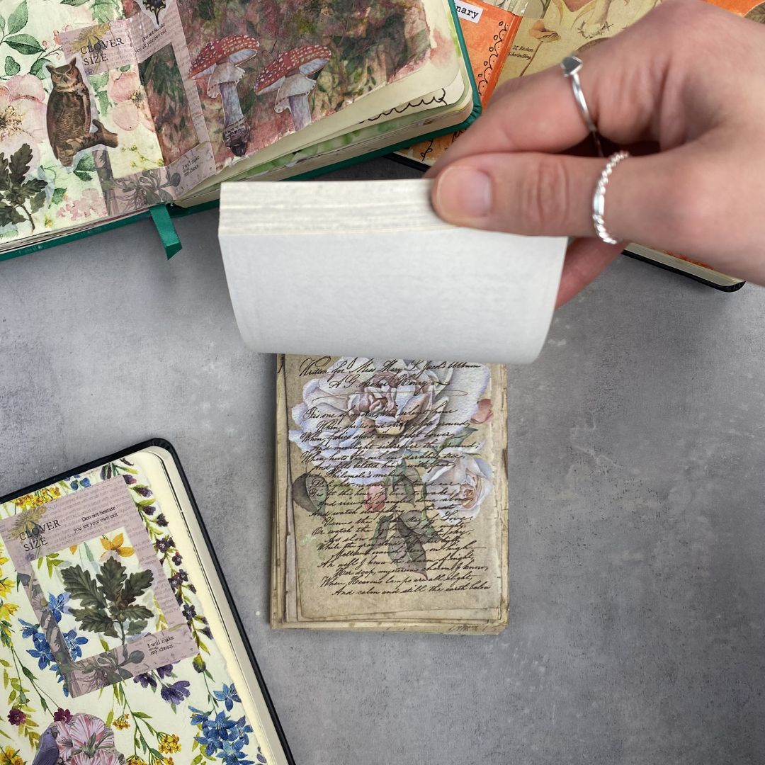 Designpapir med botaniske retro breve