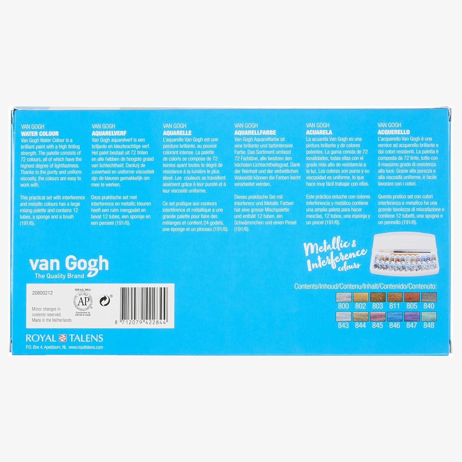 Van Gogh sæt med metalliske interference farver (tuber)