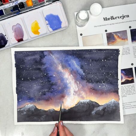 lær at male mælkevejen stjernehimmel og bjerge med gouache og akvarel