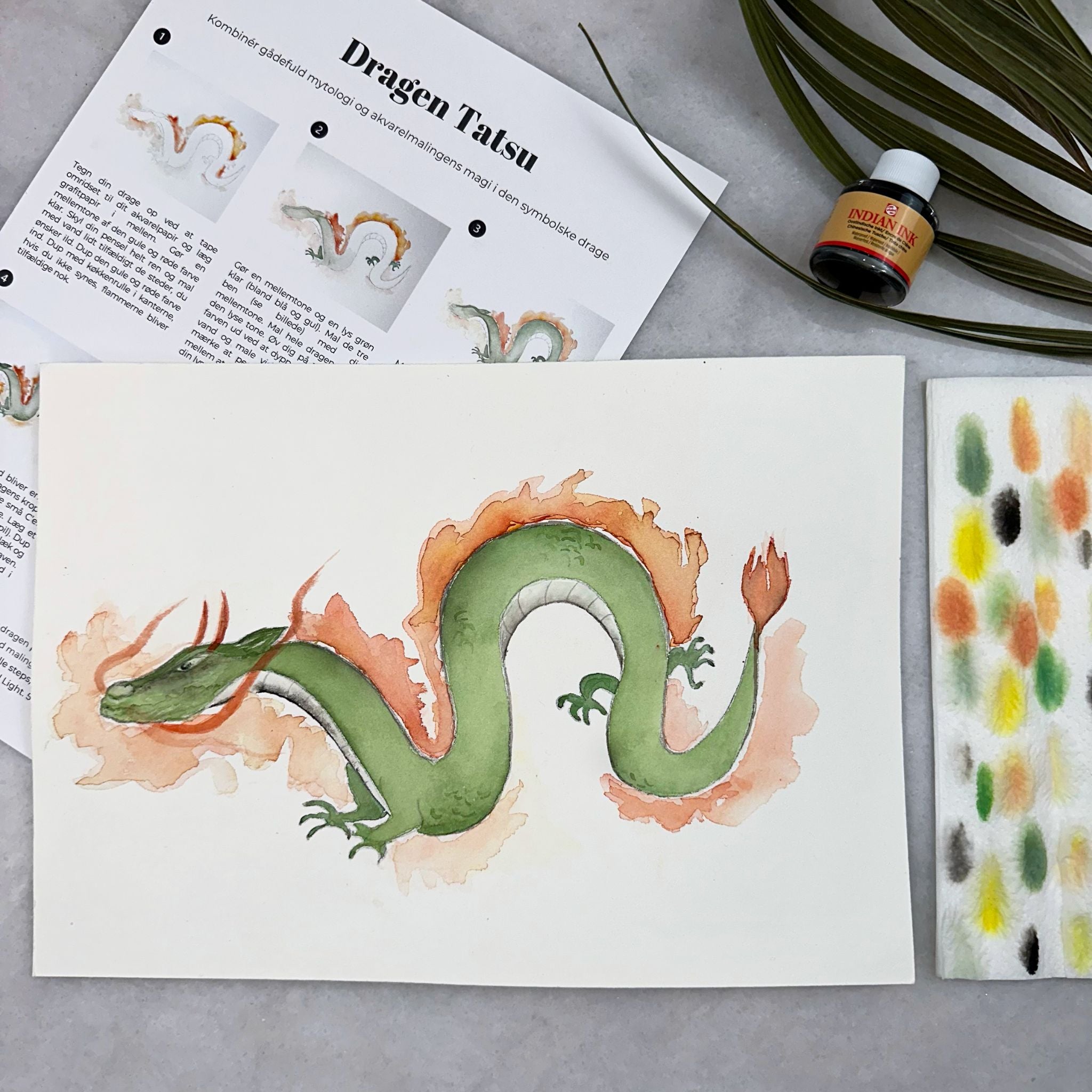 mal en drage i akvarelmaling japan boksen selvtid