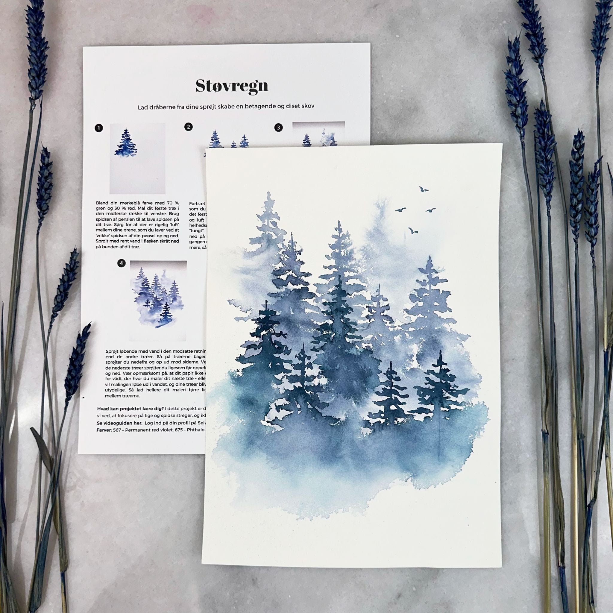 lær at male abstrakte malerier i akvarelmaling den abstrakte boks støvregn og grantræer med sprayflaske
