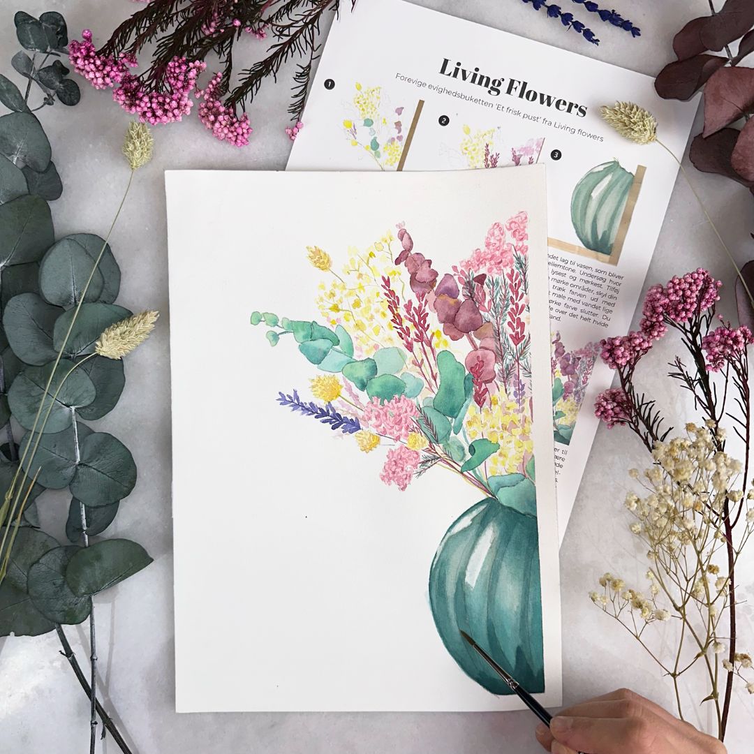 lær at mal en evighedsbuket fra living flowers med akvarelmaling