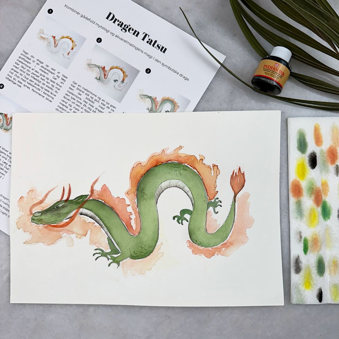 lær at male dragen tatsu i akvarel japan boksen marts 2023