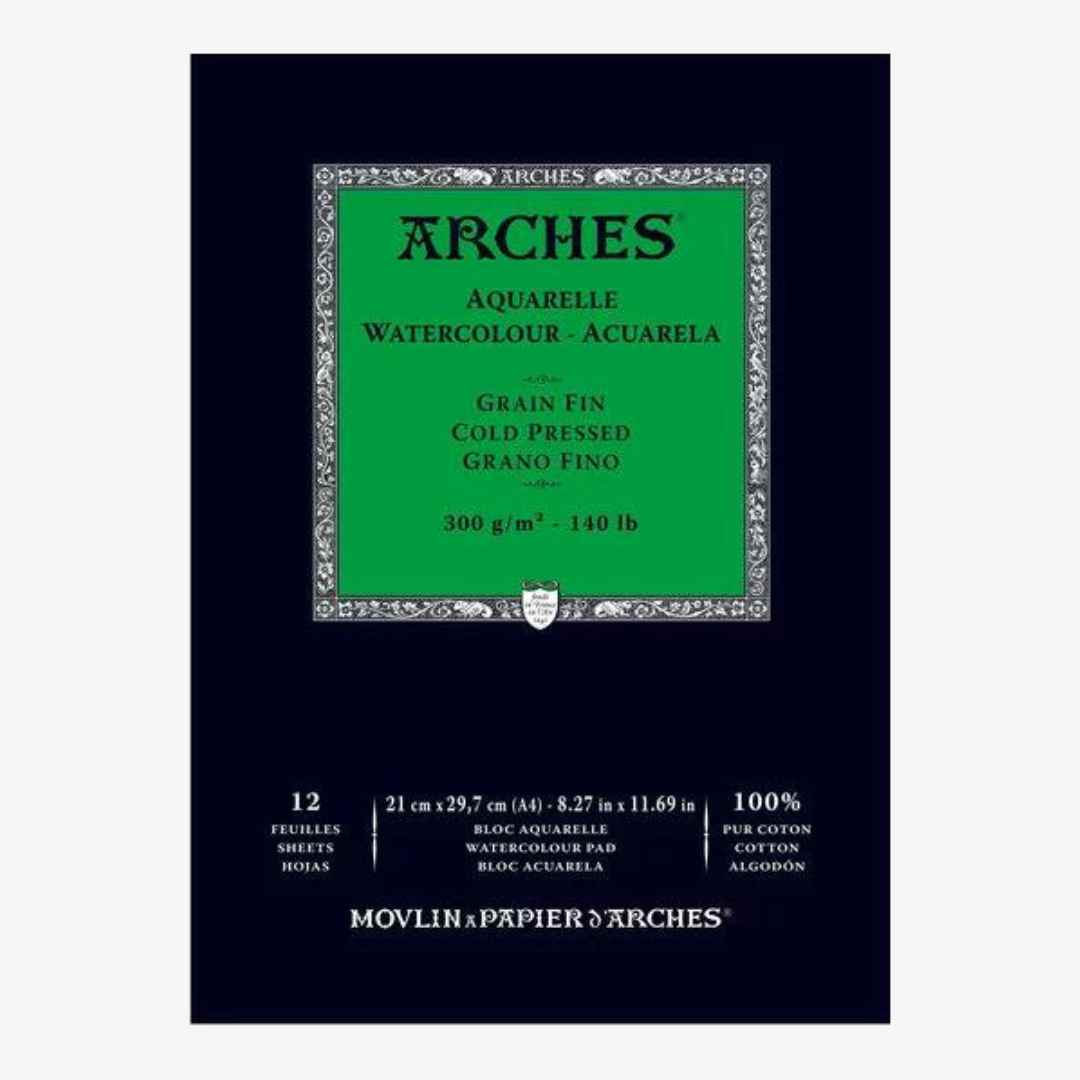 Arches A4 akvarelblok, GF Coldpressed. 12 ark, 100% bomuld