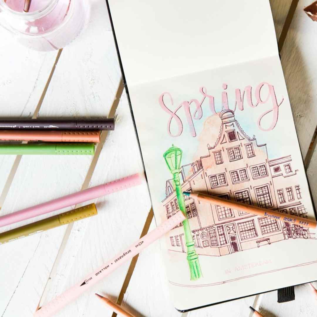 12 Premium akvarelblyanter, Bruynzeel Design + pensel