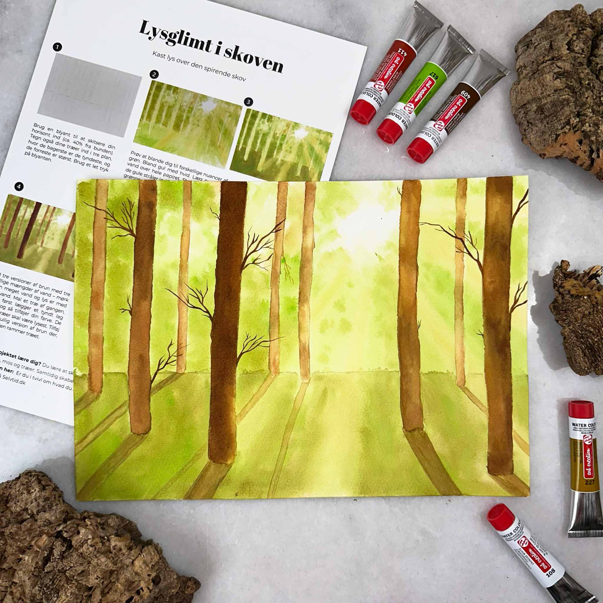lysglimt i skoven fælles male bokse selvtid mal med akvarel sammen