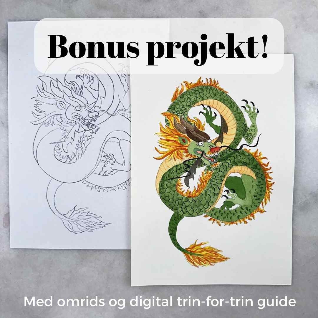 mal en drage med akvarelmaling ekstra bonus projekt japan boksen
