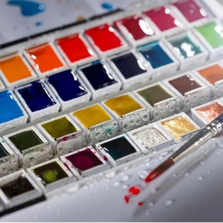 Olive green half pan, Van Gogh akvarelmaling