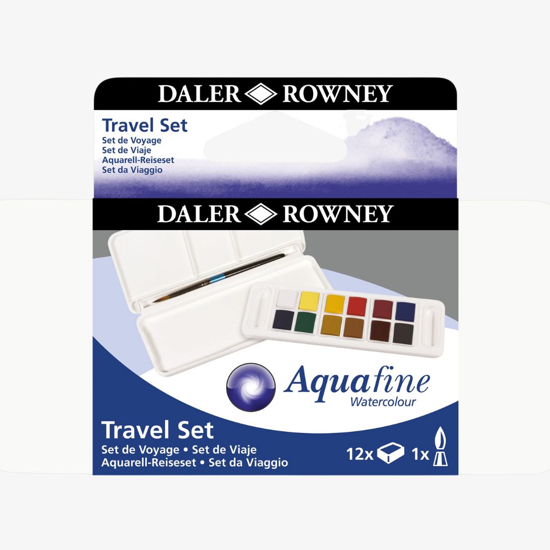 Aquafine Akvarel rejsesæt med 12 farver + pensel