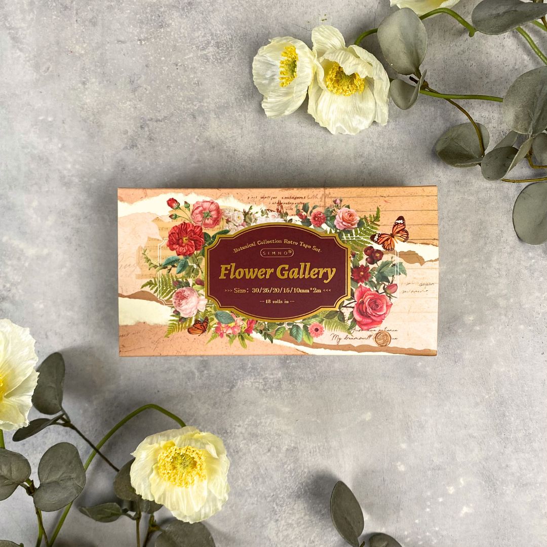 Æske med botanisk retro washi tape