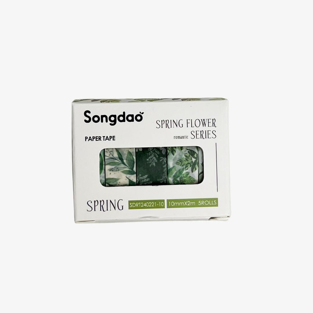 Washi Tape Sæt – Spring Flower Series (5 ruller)