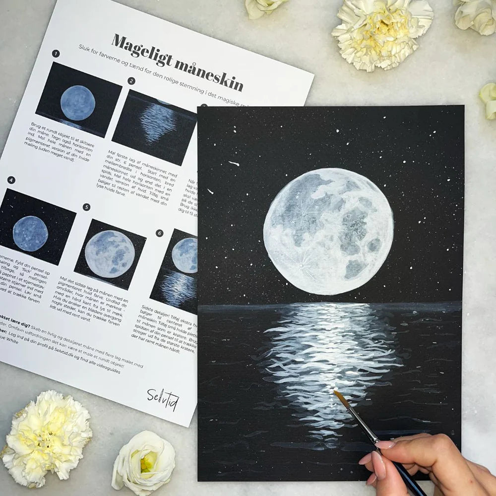 lær at male måneskin sort papir akvarelmaling