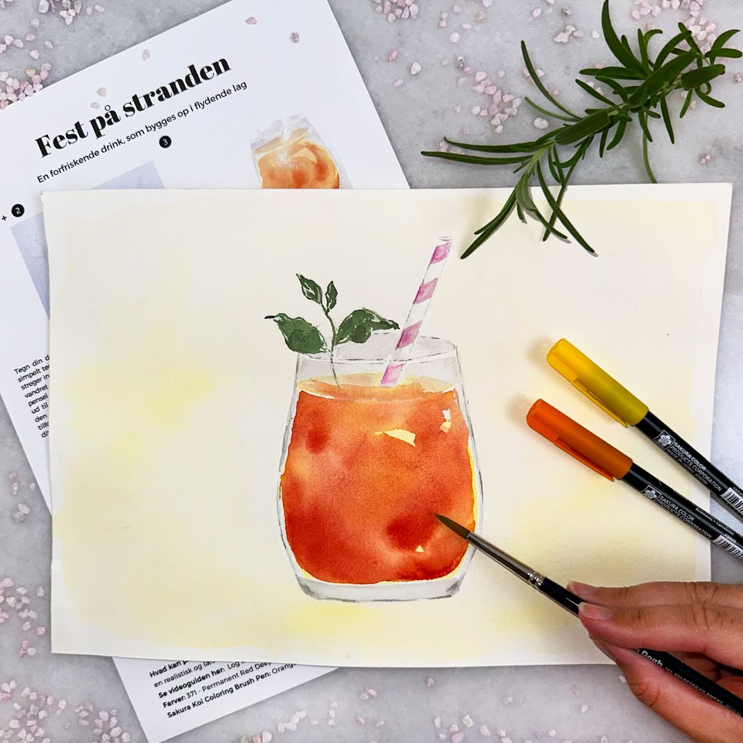 lær at male en læskende drink med akvarelmaling