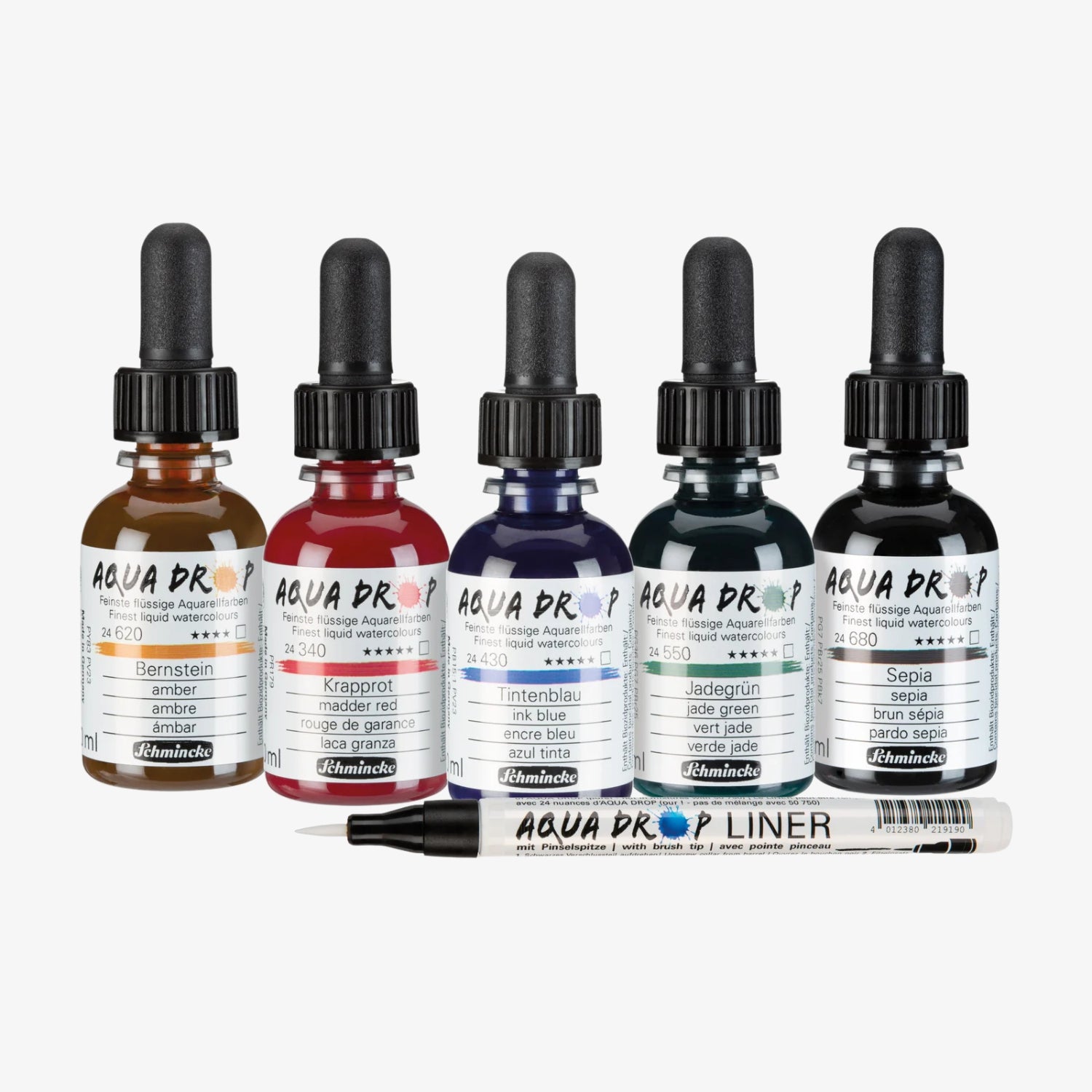 Schmincke AQUA Drop sæt m. 5 farver + liner