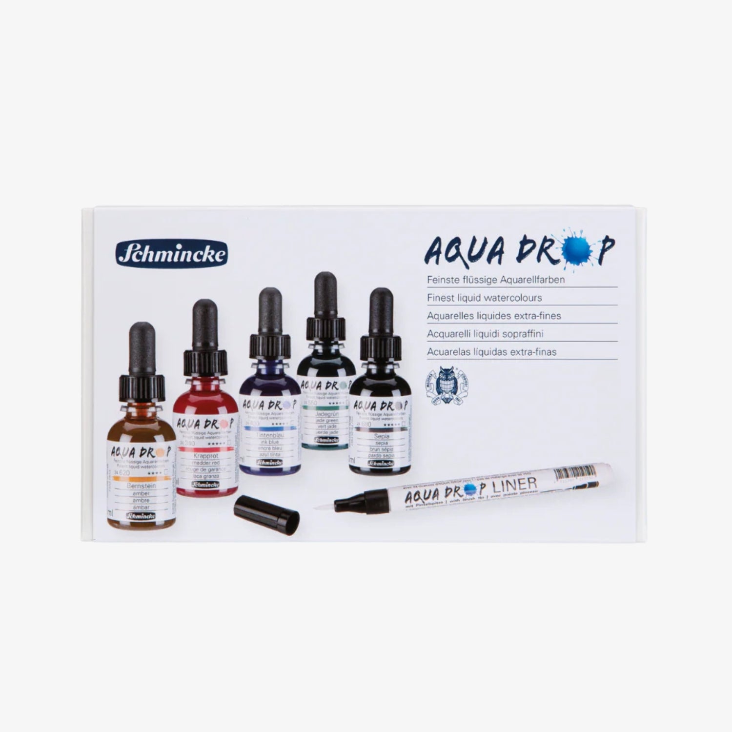 Schmincke AQUA Drop sæt m. 5 farver + liner