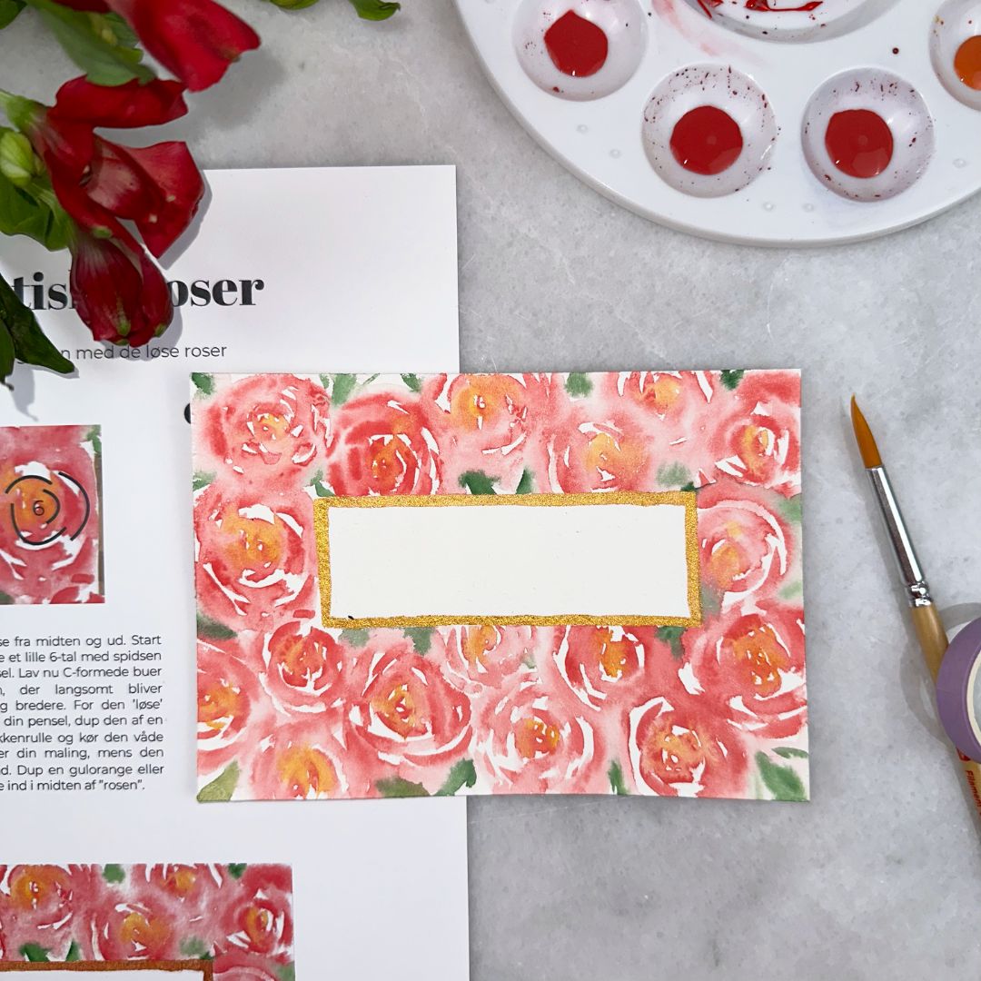 mal dine egne kort med den kærlige kort boks akvarel roser
