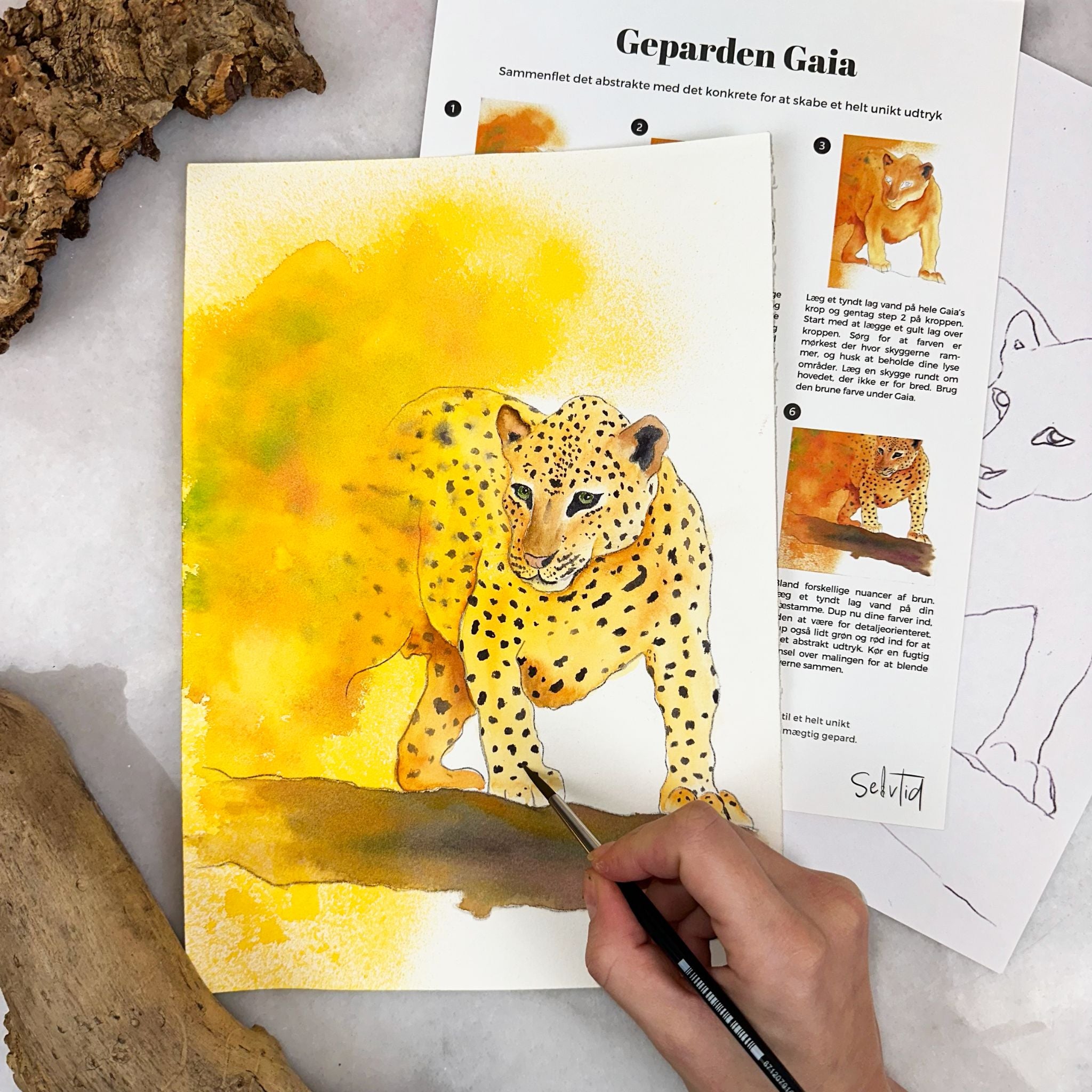 lær at male abstrakte malerier i akvarelmaling den abstrakte boks gepard med sprayflaske