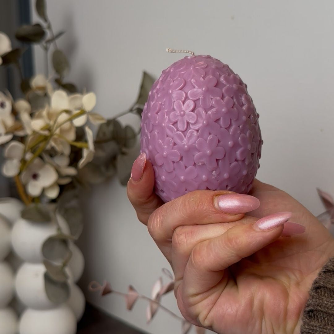 Påskeæg med blomstermønster - Støbeform til lys