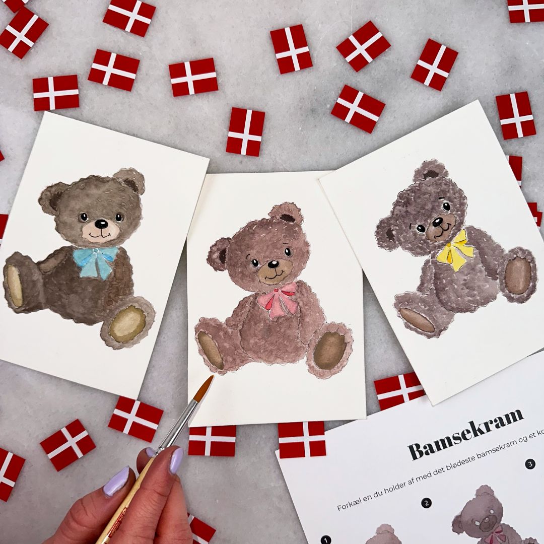 mal dine egne kort med den kærlige kort boks akvarel plysset bamse