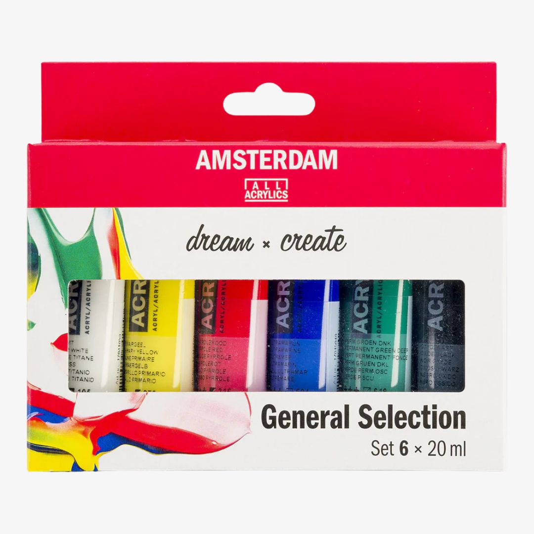 Standard akrylmaling sæt 6 x 20 ml, Amsterdam