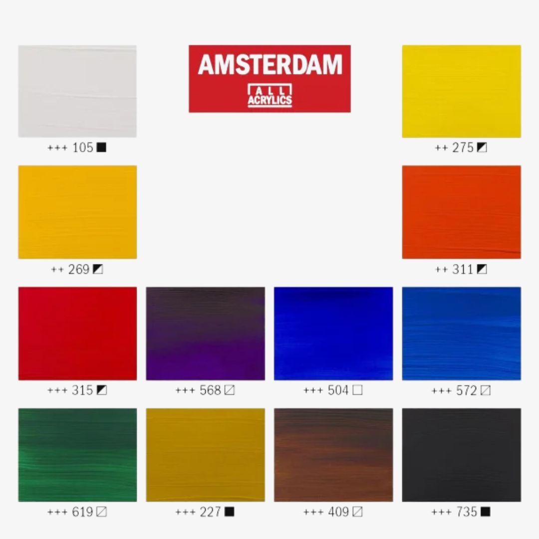 Standard akrylmaling sæt 12 x 20 ml, Amsterdam