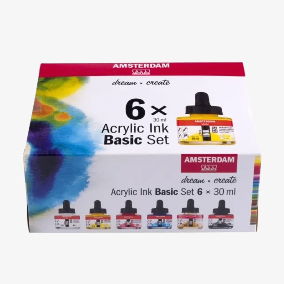 Acrylic ink basis sæt 6 x 30 ml - Amsterdam