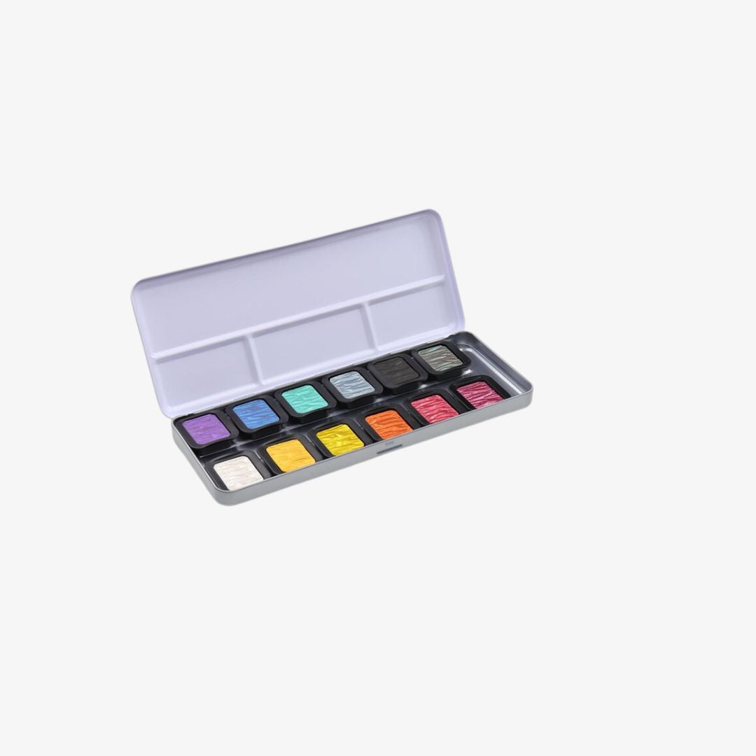 FineTec Pearlescent watercolour set Rainbow | 12 farver