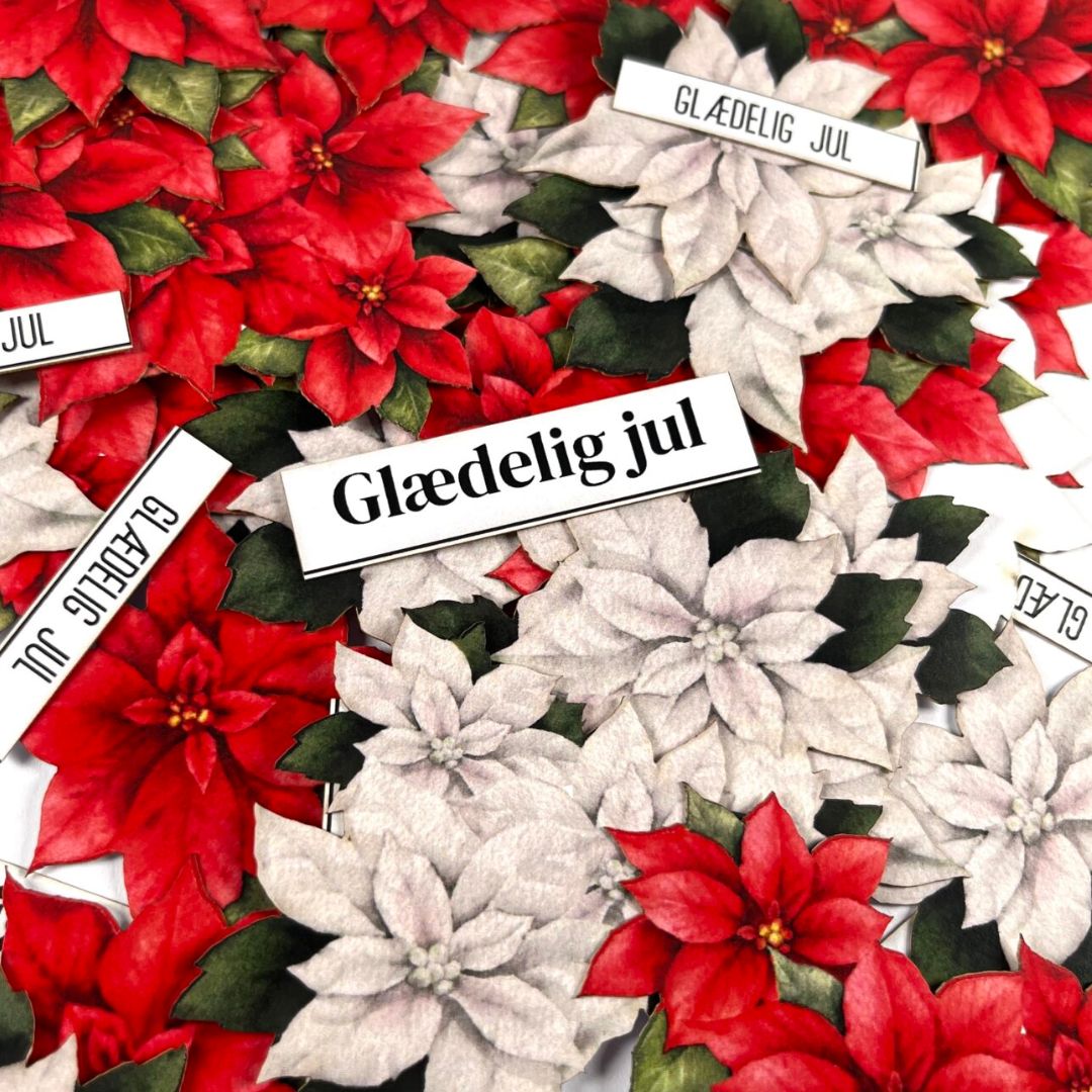 Julestjerner og 'Glædelig jul' udklip