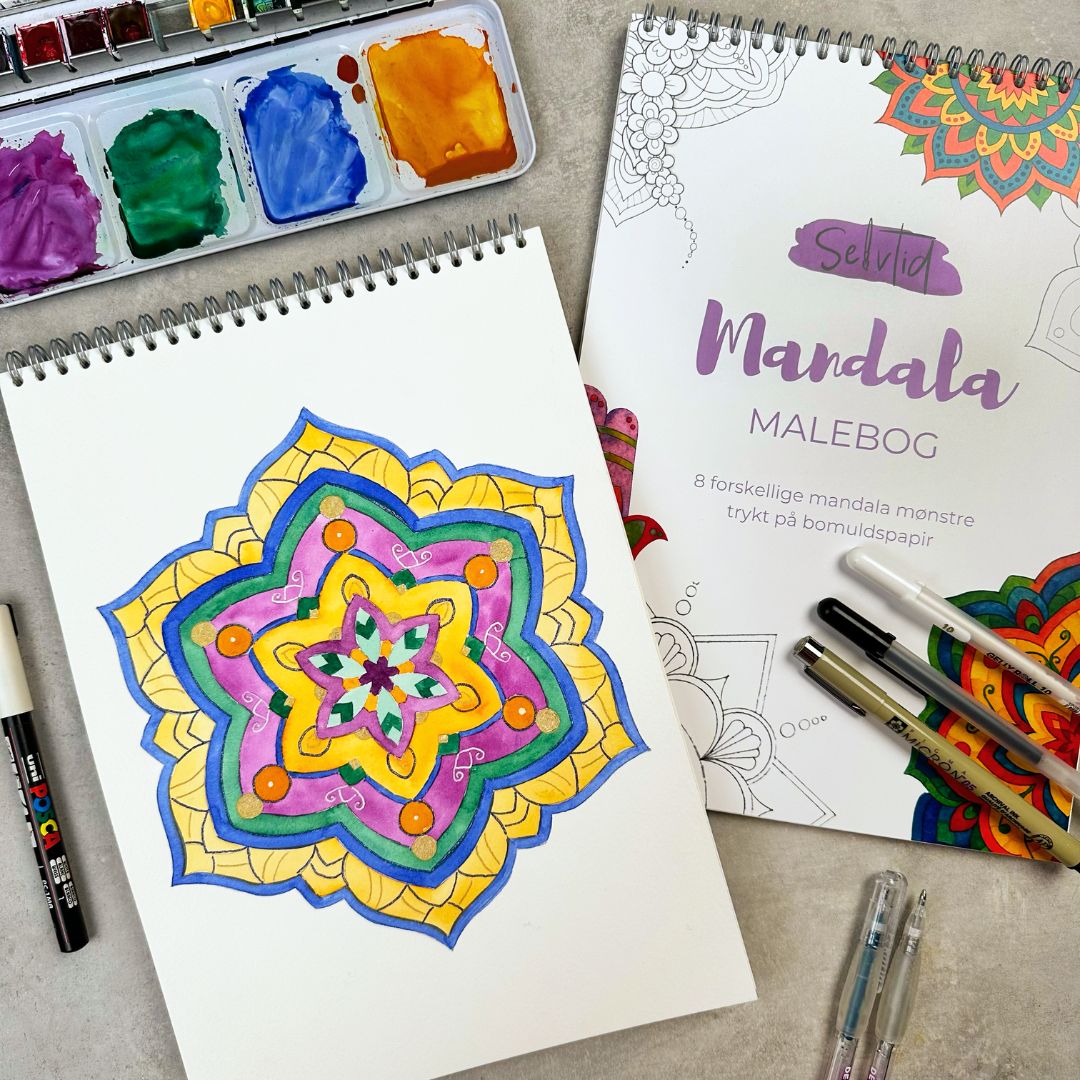 Mandala akvarelbog - Selvtid bomuldspapir